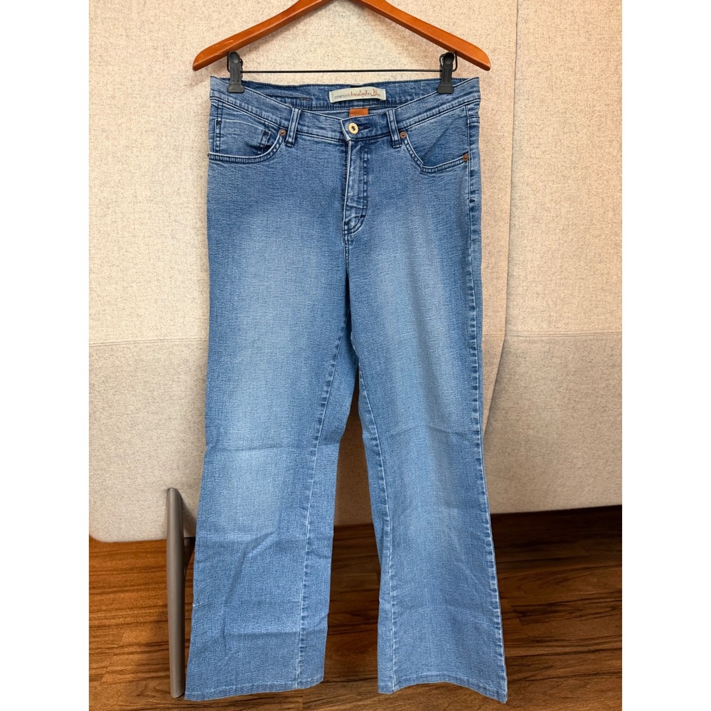 Christopher Blue Stretch Denim Jeans Wide Leg Flare Blue Wash PUSB C8